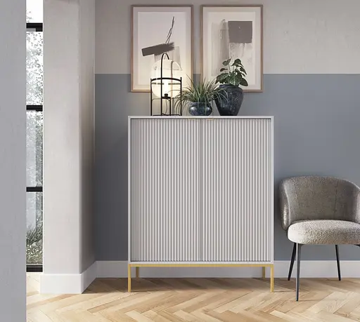 Комод высокий Perfect Home Новая/Nova 2-дверный с золотыми ножками K104 Серый (PFH-091235)