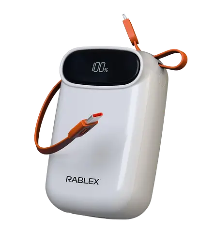 Портативна батарея Rablex RB10FP 10000mAh із вбудованим кабелем USB-C PD35W Fast charging Power Bank - фото 1