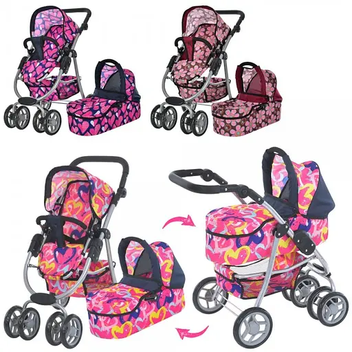 Коляска прогулянкова 9662M Melogo для ляльки, подвійні колеса поворотні, кошик, в коробці (6903155501016) Микс - фото 1