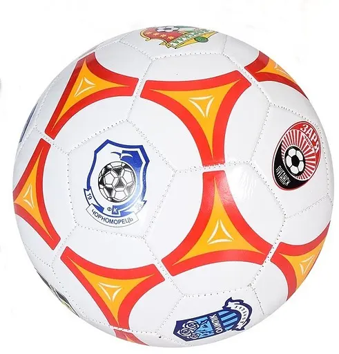 М'яч футбольний EV-3164 білий з помаранчевим українські клуби 5 розмір, ПВХ 2 шари, 32 панелі, ігровий м'яч - фото 1