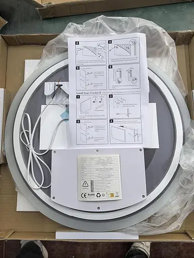 Круглое светодиодное зеркало 50 см со светящимся стальным стеклом 3 цветовых режима - фото 3