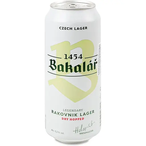Пиво Bakalar Dry Hooped lager світле з/б 5.2% 0.5 л