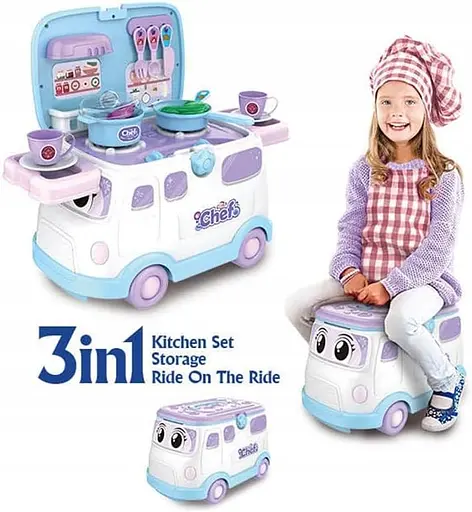 Ігровий набір автомобіль-штовхач-кухня 3-в-1 для дітей 2001662 - фото 5