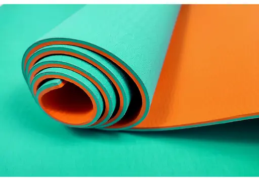 Коврик для йоги и фитнеса EasyFit TPE+TC 6 мм двухслойный бирюзовый-оранжевый (EF-1924-T/O) - фото 3