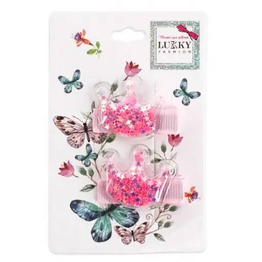 Дитячі шпильки для волосся "Корона" Lukky T18456(Pink) - фото 1