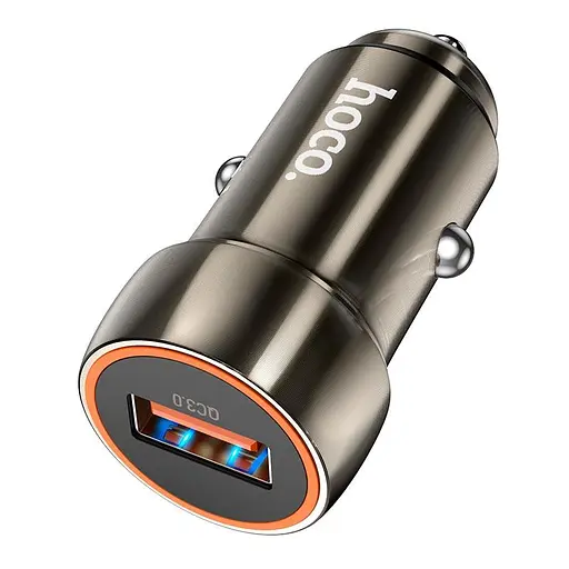 Адаптер автомобильный HOCO Blue shield single port car charger Z46 азу коричневое - фото 4