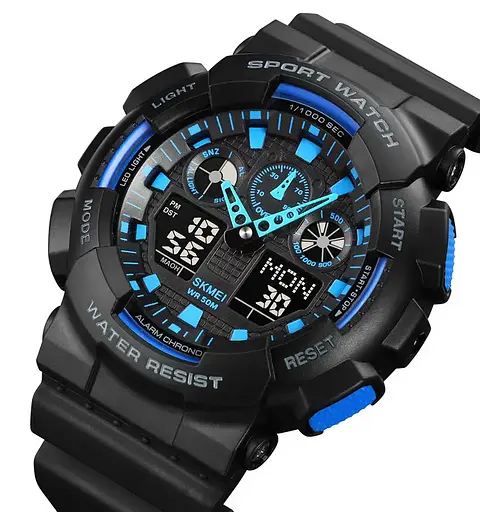 Годинник чоловічий наручний Skmei 1832 (Чорний з синім) - фото 2