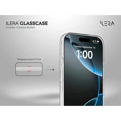 Чохол iLera GlassCase + Camera Button with MagSafe для Apple iPhone 17 Frosted ILGlCFrCb17 (150405) - фото 4