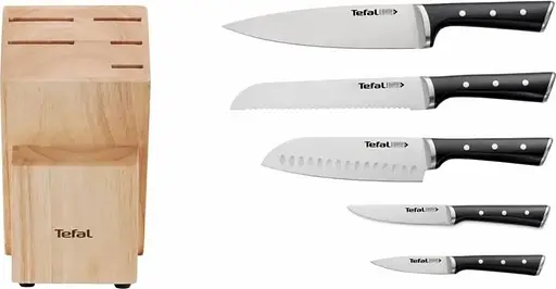 Tefal Набір ножів Ice Force, 5 пр., з дерев'яною колодкою, нержавіюча сталь, плаcтик, чорний - фото 4