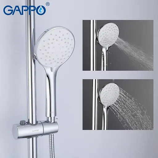 Душова система з термостатом Gappo G2490, вилив - перемикач на лійку, хром - фото 5