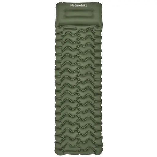 Матрас туристический надувной одноместный Naturehike CNK2550WS019, 200х60х6.5 см, зеленый, для кемпинга с мешком для надува.