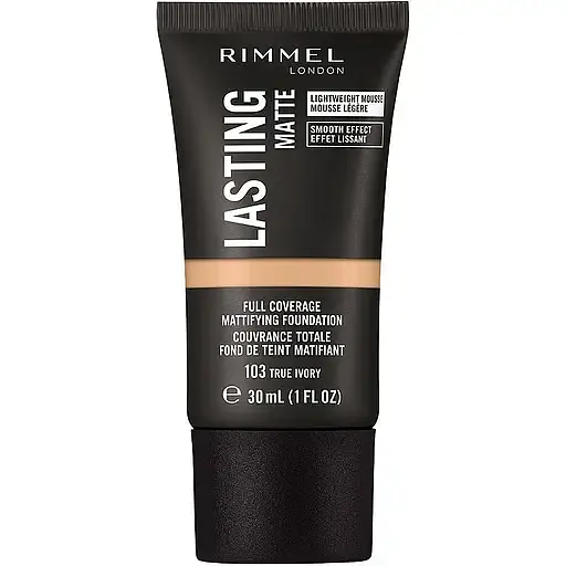 Тональная основа Rimmel Lasting Matte тон 103 (True Ivory) 30 мл - фото 1
