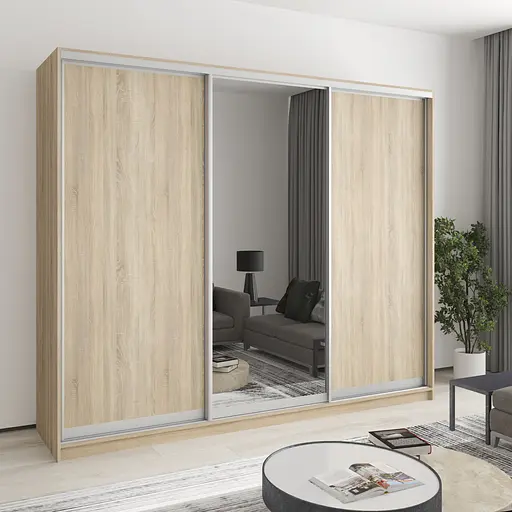 Шафа-купе тридверна MebelStar Комбо AL 2ДСП/Дзеркало 250x60x210 см Дуб сонома (MBS-3357)