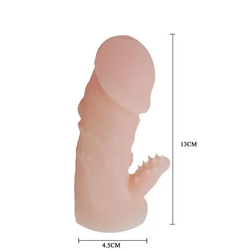 Насадка на пеніс Baile Wolftooth Sleeve, 13 см (бежевий) - фото 4