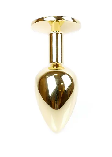 Металлическая анальная пробка с кристаллом Boss Jewellery Gold Plug 7х2.7 см (розовый) - фото 7