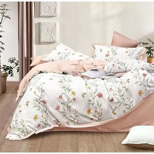 Комплект постільної білизни Soho Elle Wildflowers Rose Євро 200x230 см біло-рожевий (A130062)