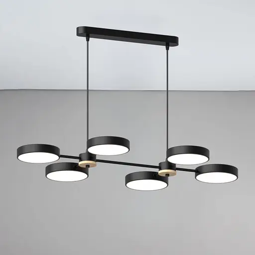 Люстра підвісна світлодіодна Sirius B X13284/6 BK+WOOD чорна