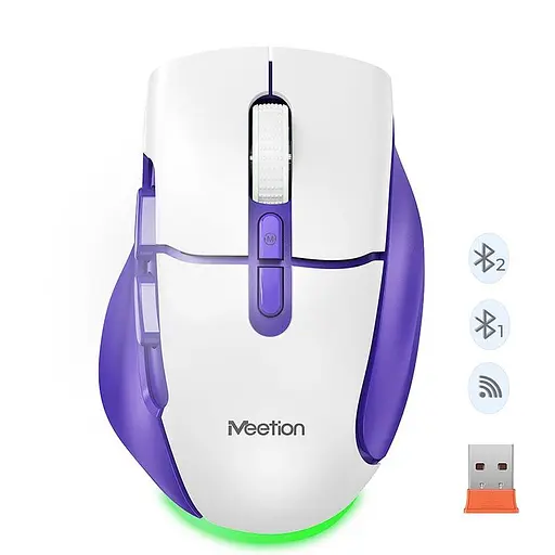 Миша MEETION 2.4 G + Bluetooth wireless gaming mouse BTM001 |800-1200-1600-2400dpi, 7keys, 35/140h, Type-C Charging, RGB| - фото 1