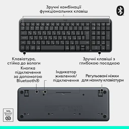Комплект (Клавіатура та Миша) Logitech MK250 Wireless Combo UKR Graphite - фото 6