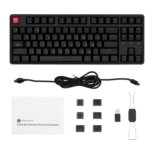 Keychron Клавіатура механічна C3 Pro V2 87Key, K pro Red, USB-A, QMK, Hot-swap, 8K, EN/UKR, RGB, чорний - фото 2