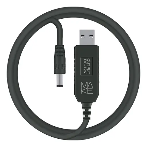 Кабель МАКЕ USB to DC 12V 1м Black - фото 1