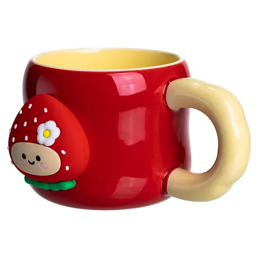 Чашка порцелянова Yiwu 400 мл з магнітом червоний з жовтим Yiwu FM-53B - фото 3