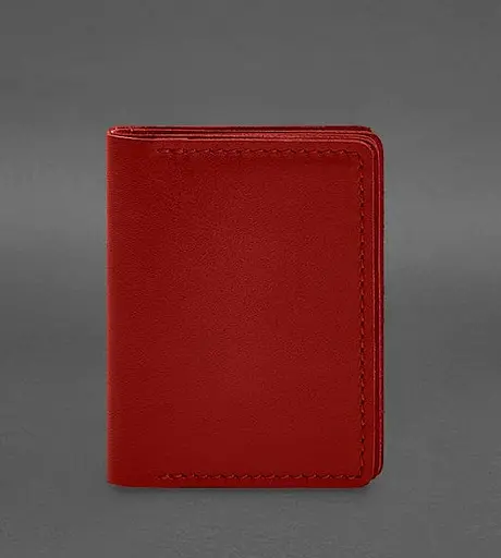 Кожаная обложка для водительского удостоверения, ID и пластиковых карт 2.1 красная - фото 1