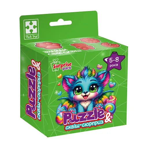 Дитячі пазли з сюрпризом "Бірюзовий дракончик" Vladi Toys VT8030-04, 180 деталей - фото 1
