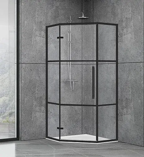 Душевая кабина Dusel DL197HBP Black Matt Paint 900x900x1900, Черный матовый, Универсальная, прозрачная, 90x90 - фото 1