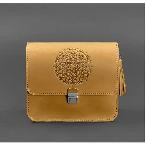 Шкіряна жіноча бохо-сумка Лілу жовта Crazy Horse - фото 1