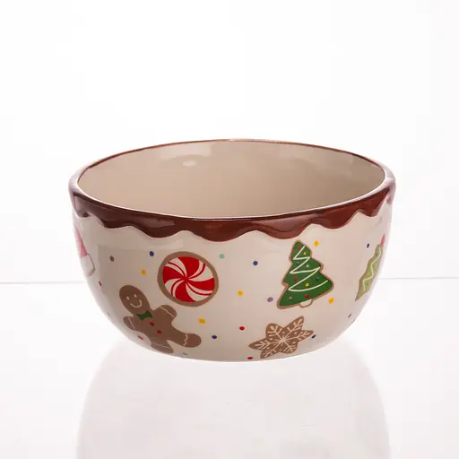 Тарілка супова Yiwu порцелянова новорічна Ø15 (см) Merry Christmas глибока тарілка кругла, салатник, бульйонниця, 800 мл CR-1-44 - фото 4