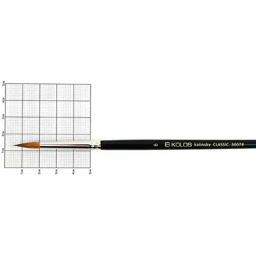 Пензель колонок круглий Classic 3007R №6 коротка ручка Kolos