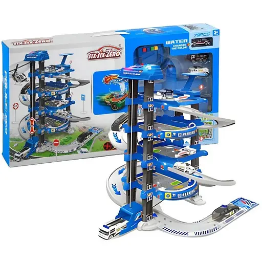 Гараж 660 А-300, 5 поверхів, 2 машинки, 1 машинка змінює колір, літак, автоматичний підіймач, світло, звук, аксесуари, в коробці - фото 2