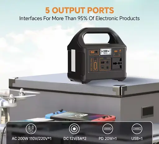 Портативная электростанция 200 Вт - аккумулятор LiFePO4, с функцией ИБП, розеткой 220 В, быстрой зарядкой PD - фото 7