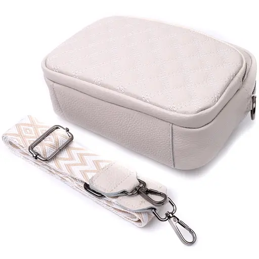 Женская сумка Vintage прошитая ромбами на лицевой стороне из натуральной кожи 21х15х7 см sum0027046 - фото 7