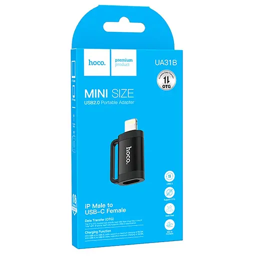 Переходник Hoco UA31B OTG Lightning male to Type-C female - фото 5