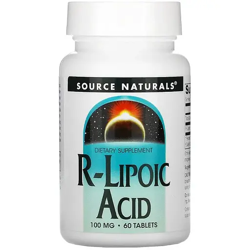 Липоевая кислота Source Naturals R-Lipoic Acid 100 mg, 60 таблеток - фото 1