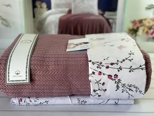 Постільна білизна з в’язаним пледом Murdum Romeo Home pbe0051435 - фото 2