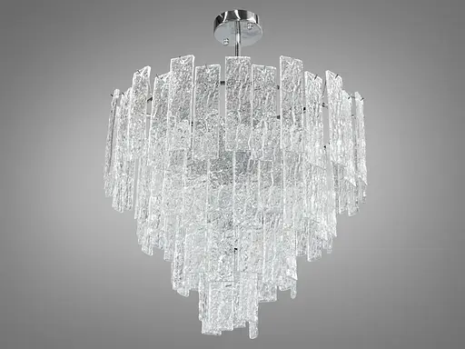 Люстра підвісна з скляними елементами на 10 ламп, колір хром - фото 1