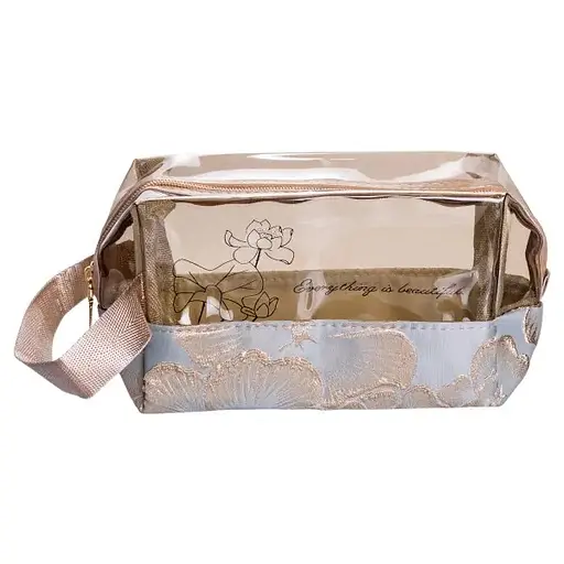 Набір косметичок Yiwu HP-16-1KBL 22х11х18 / 17х10х11 см водонепроникні 2 шт. блакитні/прозорі - фото 8