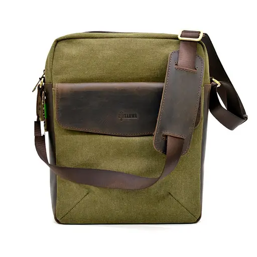 Чоловіча шкіряна сумка через плече TARWA 32х27х8 см sum0025858 - фото 4