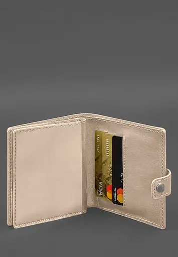 Кожаная обложка-портмоне для военного билета офицера запаса (широкий документ) Светло-бежевый - фото 7