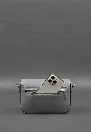 Жіноча шкіряна сумка Mary сіра - фото 8