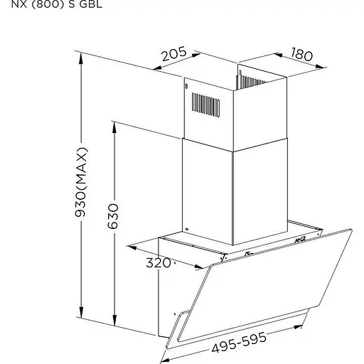 Вытяжка наклонная Pyramida NX 50 (800) S GBL [142796] - фото 6
