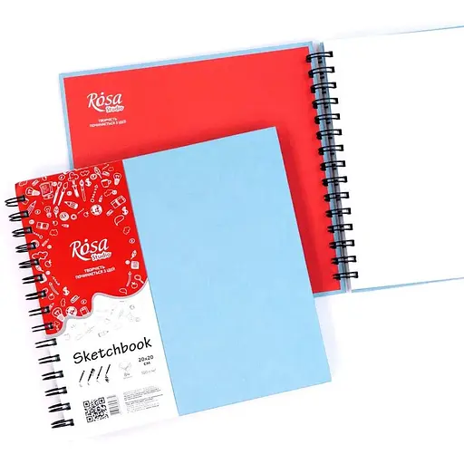Блокнот для рисунка Rosa Studio на спирали 20х20см 100г/м2 84л синий - фото 3