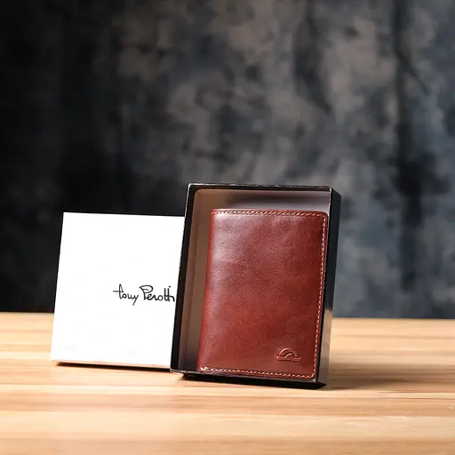 Кошелек для мужчин из натуральной глянцевой кожи Tony Perotti 8х10.5х0.5 см acs0032250 - фото 10