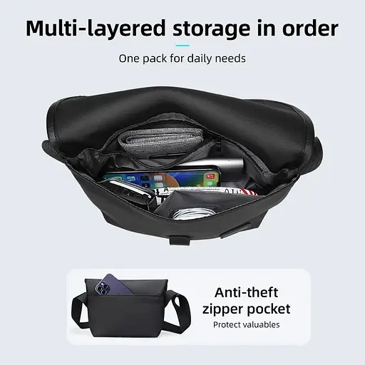 Сумка месенджер Mark Ryden MR271 вологонепроникна (Чорний) - фото 3