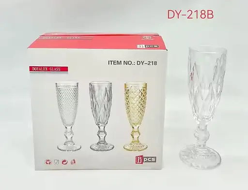 Набор бокалов для шампанского 6шт Подарочные стеклянные фужеры для коктейлей 220мл - фото 3