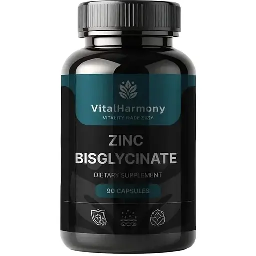 Бісгліцинат цинку VitalHarmony Zinc Bisglycinate, 90 капсул для підтримки імунної системи