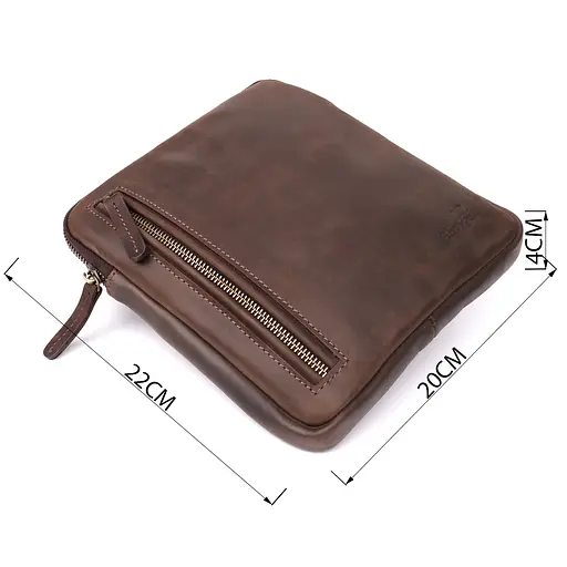 Практичная сумка для мужчин на плечо из натуральной винтажной кожи SHVIGEL 20х22х4 см sum0027429 - фото 3